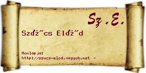 Szűcs Előd névjegykártya